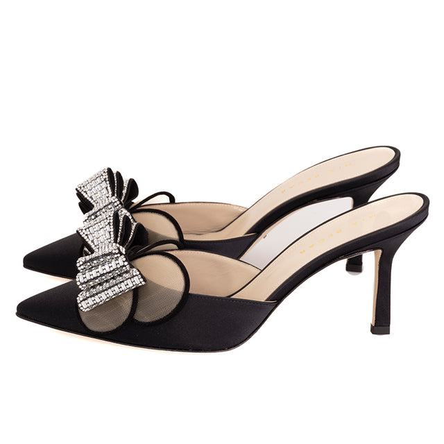 AURORA MULE - BLACK SATIN