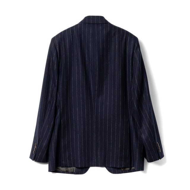90% Merino 10% Cashmere Jacket - Navy Chalkstripe