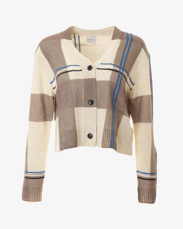 WOMENS KNITTED CARDIGAN BUTTON-THRU - CREAM W1R-383N-L10930 2 PAUL SMITH