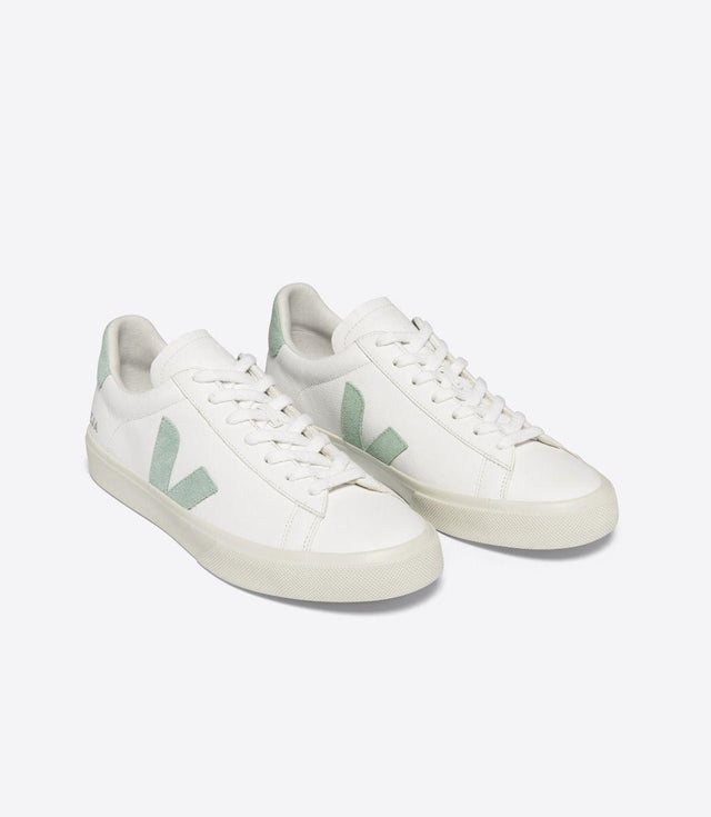 WOMENS CAMPO CHROMEFREE LEATHER TRAINERS - EXTRA WHITE/ MATCHA CP0502485A WEXTRA WHITE/MATCHA VEJA