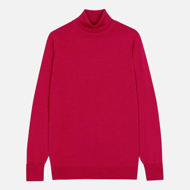 CHERWELL PULLOVER ROLL NECK JUMPER - CRANBERRY CHERWELL CRANBERRY John Smedley