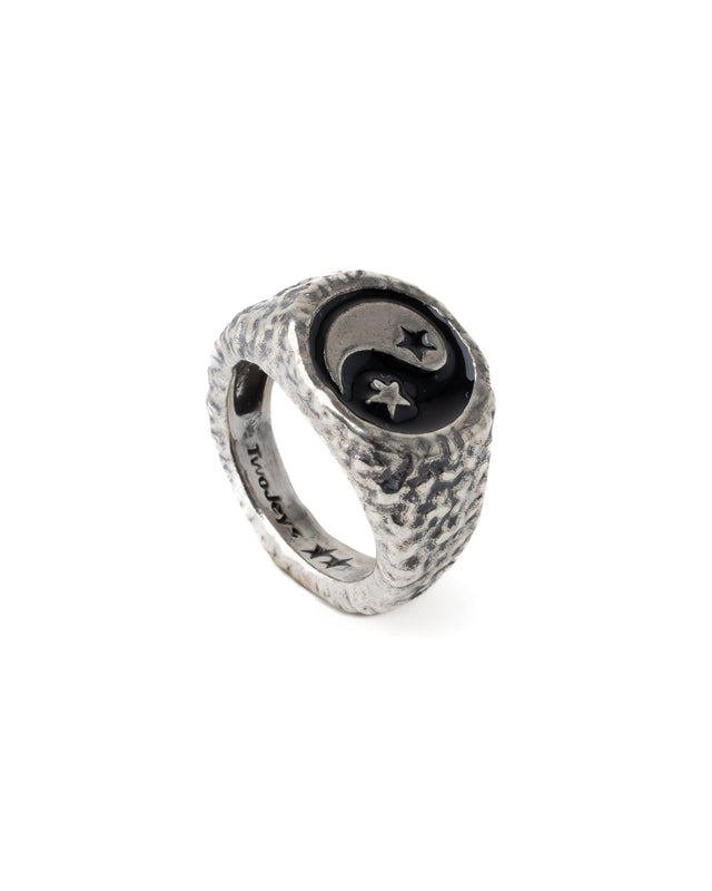 ENAMELED YIN YANG RING - SILVER YINYANG10 -SILVER TWOJEYS