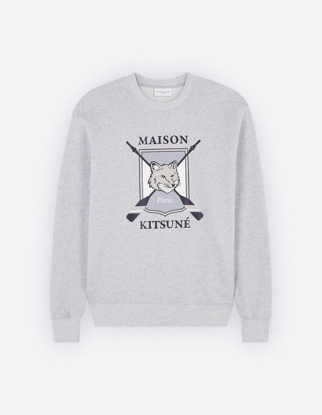 COLLEGE FOX PRINTED COMFORT SWEATSHIRT - LIGHT GREY MELANGE