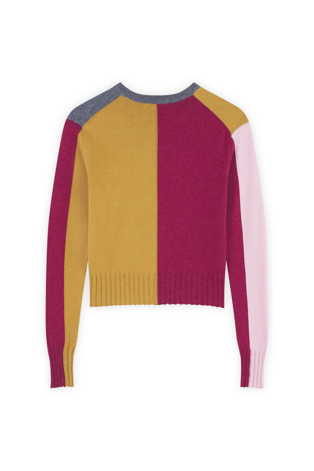 COLOUR BLOCK REGULAR JUMPER - MUSTARD/STONE LW00801KT1085 MUSTARD/STONE Maison Kitsune
