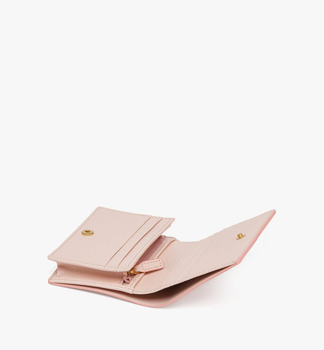 HIMMEL EMBOSSED LOGO LEATHER SNAP WALLET - PINK MYSESAC03P7001 PINK MCM