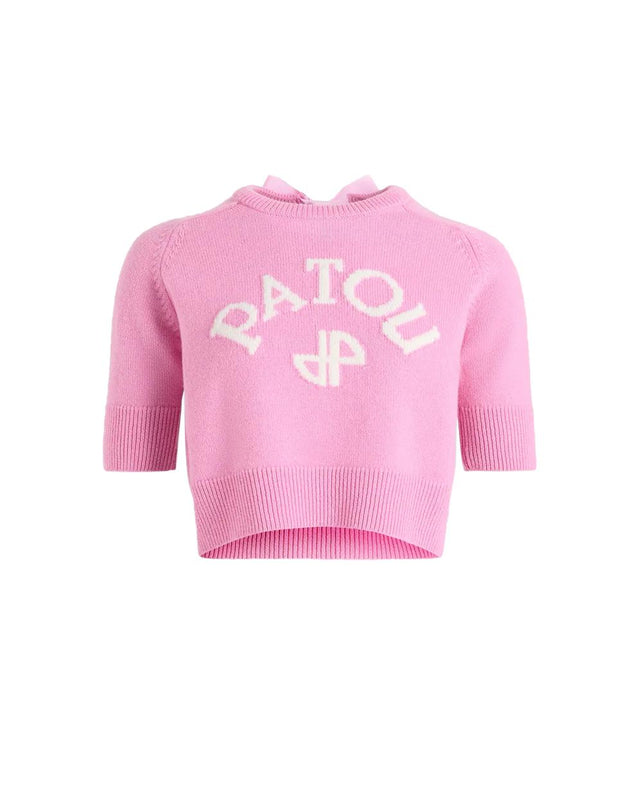 LOGO AND JP MONOGRAM CROPPED INATARSIA TOP - PINK PEARL KN3038041 -458P PINK PEARL PATOU