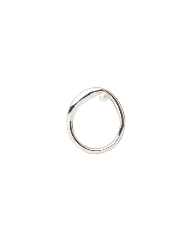 ATTRAVERSO RING WITH PEARL - SILVER ATTR/P-RI-138 -SILVER BAR JEWELLERY