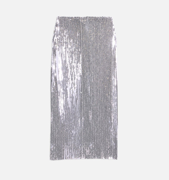 SEQUINED PENCIL SKIRT - SILVER