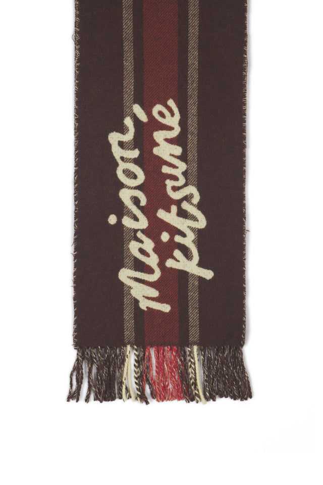 COLLEGE STRIPES SCARF - BROWN/CHERRY LM06203WA0019 Brown Maison Kitsune