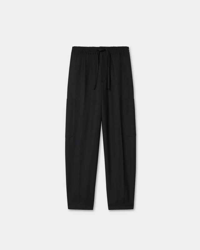 CARGO JOG PANTS IN VIRGIN WOOL - BLACK