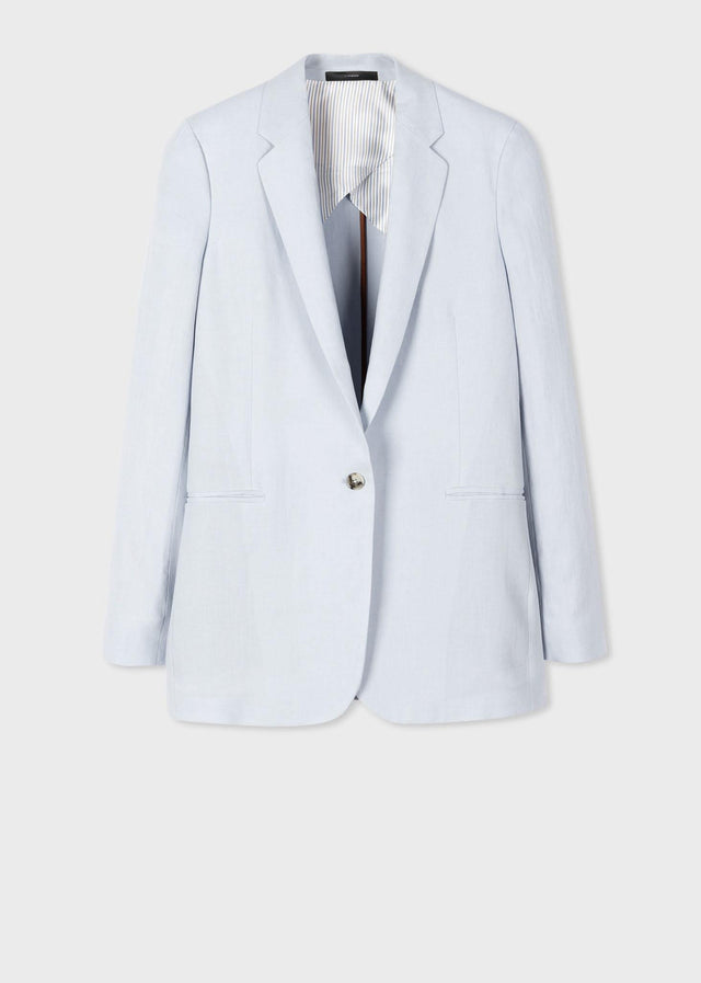 WOMEN'S LINEN ONE-BUTTON BLAZER - PALE BLUE W1R-254JC-M01427 41A PAUL SMITH