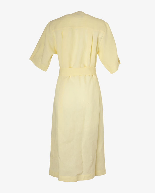 WOMEN'S LINEN TIE WAIST DRESS - YELLOW W1R-597D-M01427 11 PAUL SMITH