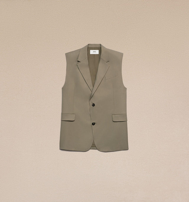 TWO BUTTONS OVERSIZED WAISTCOAT - TAUPE