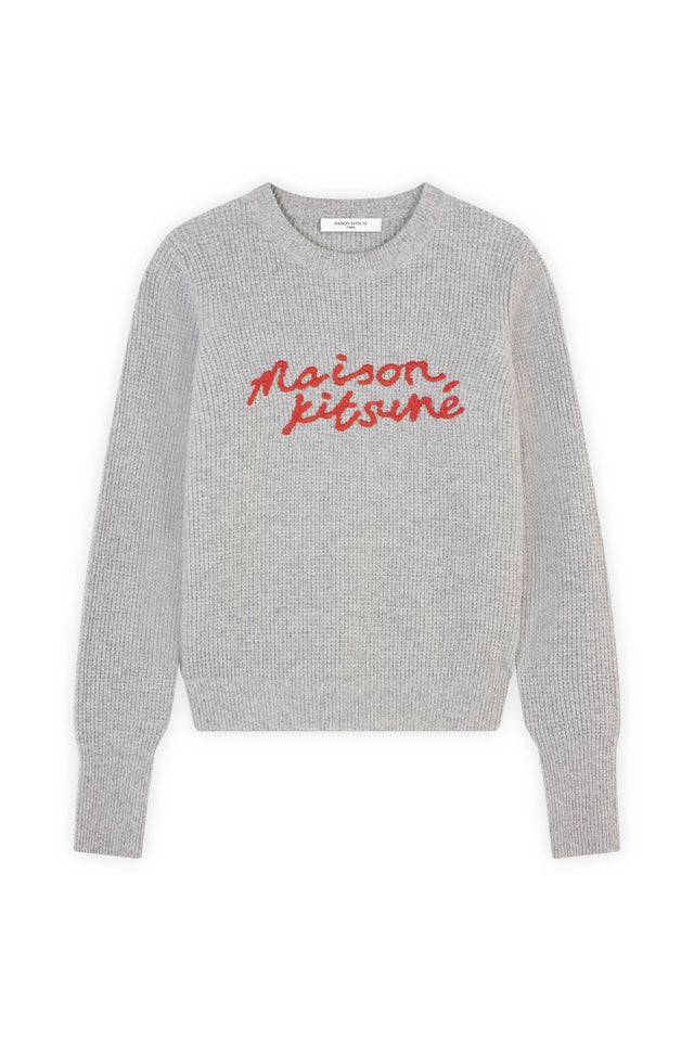 HANDWRITING COMFORT JUMPER - LIGHT GREY MELANGE LW00812KT1063 LIGHT GREY MELANGE Maison Kitsune