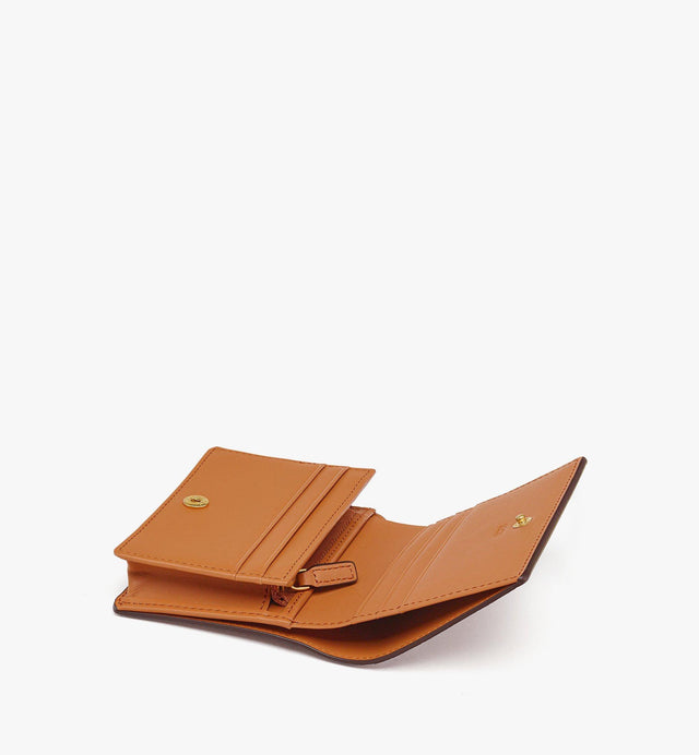 HIMMEL EMBOSSED LOGO LEATHER SNAP WALLET - COGNAC MYSESAC03CO001 COGNAC MCM
