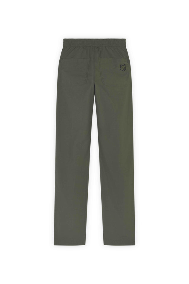 CASUAL STRAIGHT LEG PANTS IN CRISPY NYLON WITH TON - MILITARY GREEN LM01112WQ4019 P384 Maison Kitsune