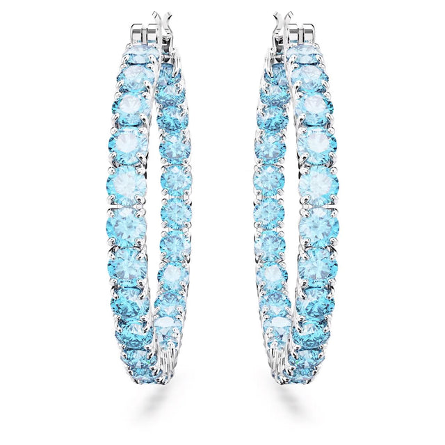 MATRIX HOOP EARRINGS - BLUE/RHODIUM PLATED 5647446 AQUAM/RHS SWAROVSKI