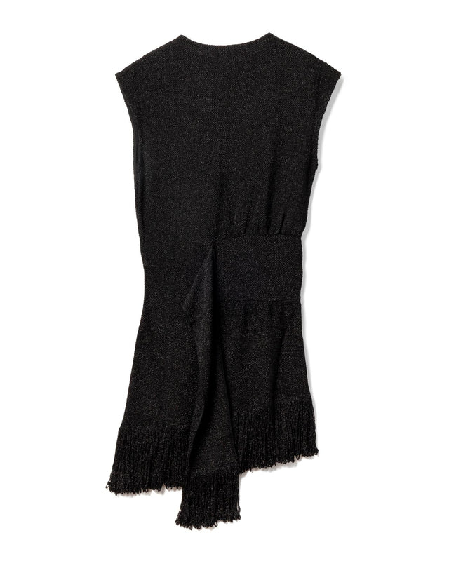 EMBROIDERED FRINGE SHORT DRESS - BLACK RW-DR9082-K059-E25 -10 BLACK LANVIN