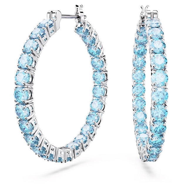 MATRIX HOOP EARRINGS - BLUE/RHODIUM PLATED 5647446 AQUAM/RHS SWAROVSKI