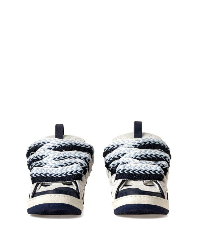 WOMENS LEATHER CURB SNEAKERS - WHITE/ NAVY BLUE FU-SKDK12-BICO-E25 -0029 WHITE/NAVY BLUE LANVIN
