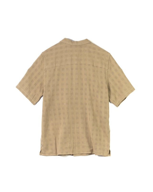 DIDCOT SS SHIRT OPEN WEAVE GRID - KHAKI SS25-SSS-DID-BOP-KHA -KHAKI WAX LONDON