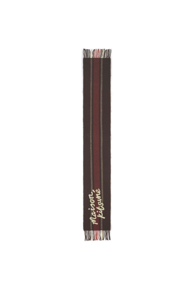COLLEGE STRIPES SCARF - BROWN/CHERRY LM06203WA0019 Brown Maison Kitsune