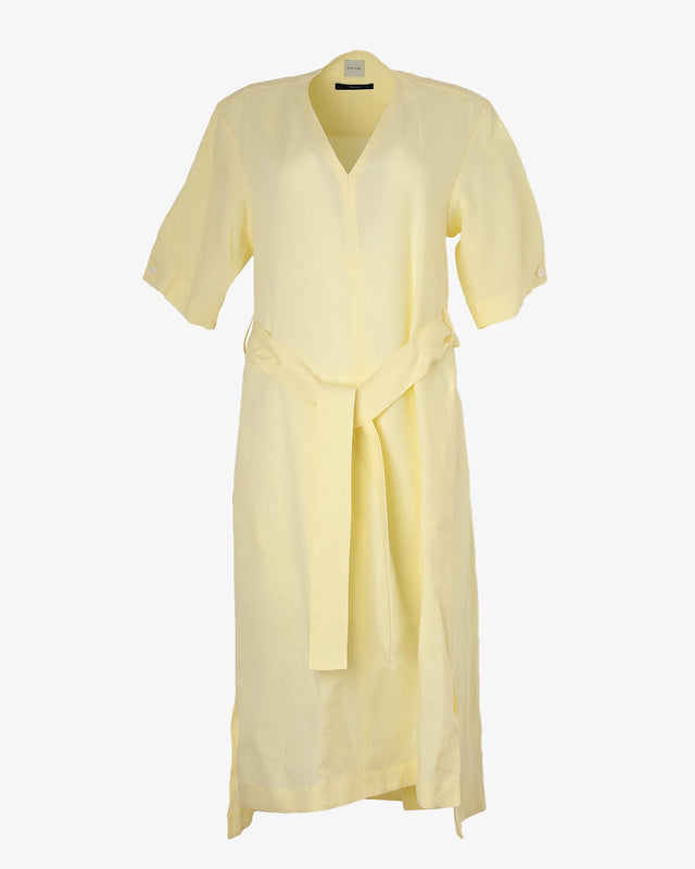 WOMEN'S LINEN TIE WAIST DRESS - YELLOW W1R-597D-M01427 11 PAUL SMITH