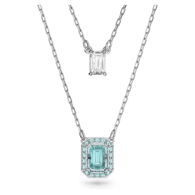 UNA LAYERED NECKLACE - BLUE/RHODIUM PLATED 5640557 FROMT/RHS SWAROVSKI