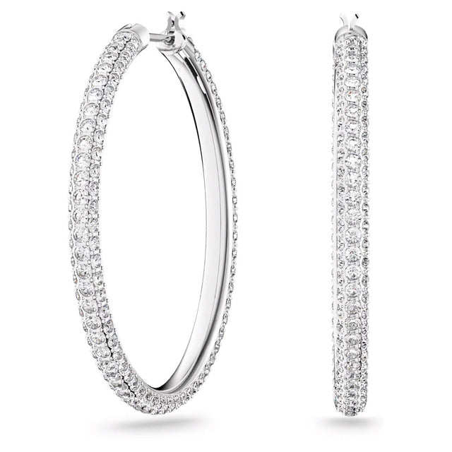 STONE PE HOOP HOOP - WHITE/RHODIUM PLATED