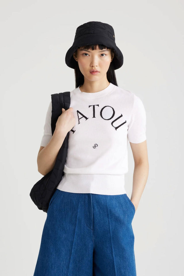JACQUARD SHORT SLEEVES KNIT - WHITE. KN0688045 -001W PATOU