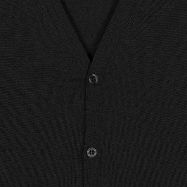 PETWORTH EXTRA FINE MERINO WOOL CARDIGAN - BLACK PETWORTH CARDIGAN FASHIONED VN LS BLACK John Smedley