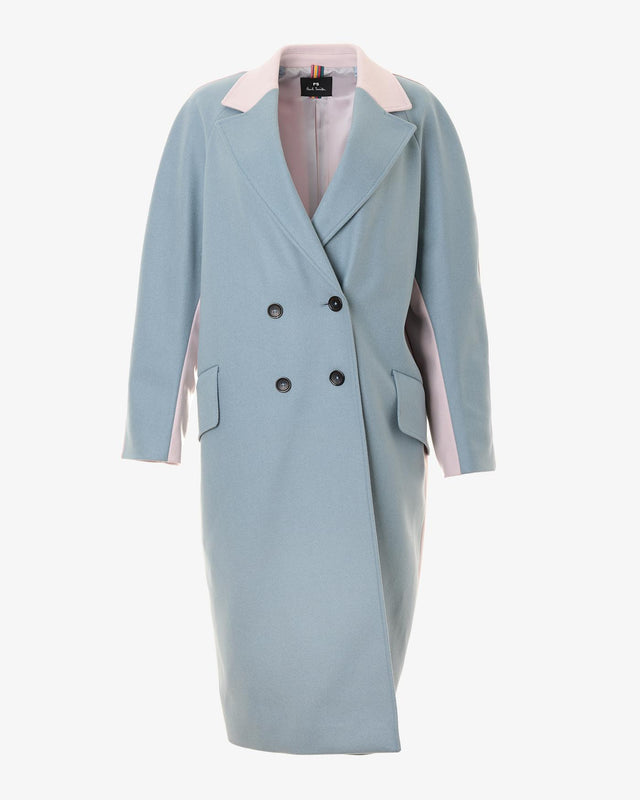 WOMENS CASHMERE COAT - BLUE MULTI W2R-241CB-L21059 44A PAUL SMITH