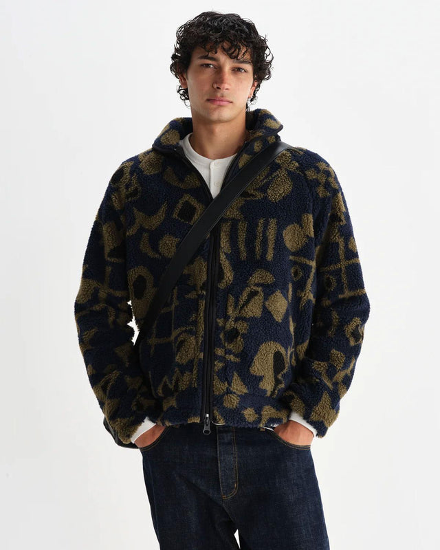 SHAPES BORG TATE FLEECE - NAVY/ KHAKI AW25-JKT-TAT-BZT-NVK -NAVY/KHAKI WAX LONDON