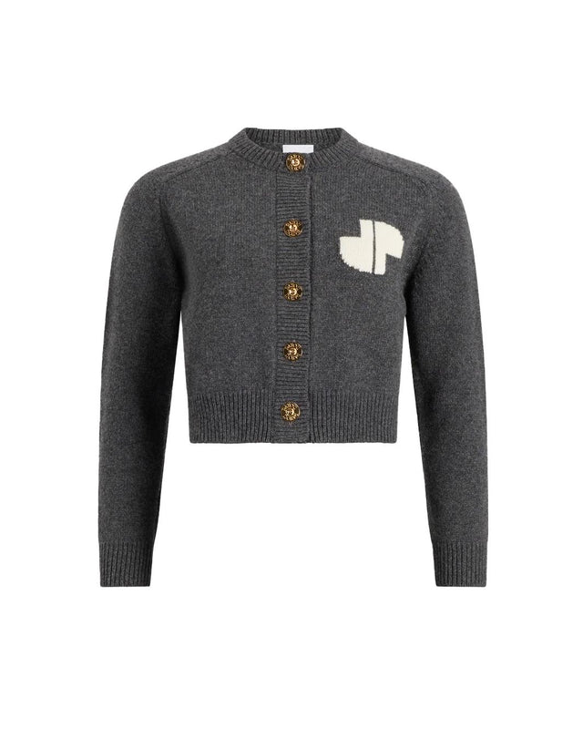 WOOL AND CASHMERE INTARSIA CARDIGAN - MERCURY KN2818064 -964G MERCURY PATOU