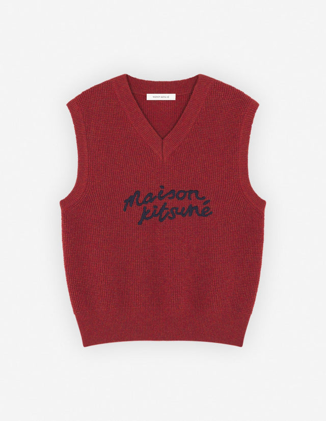 HANDWRITING OVERSIZE VEST - BURNT RED LM00815KT1063 BURNT RED Maison Kitsune