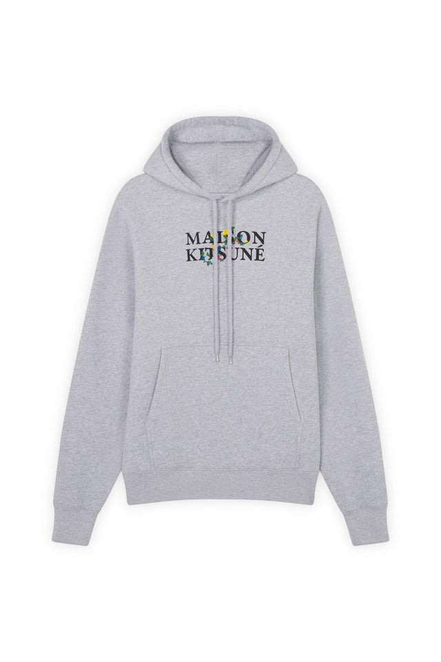 FLOWERS COMFORT HOODIE - LIGHT GREY MELANGE