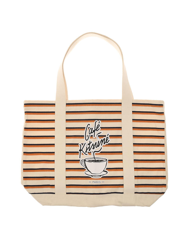COFFEE CUP STRIPED SHOPPING BAG