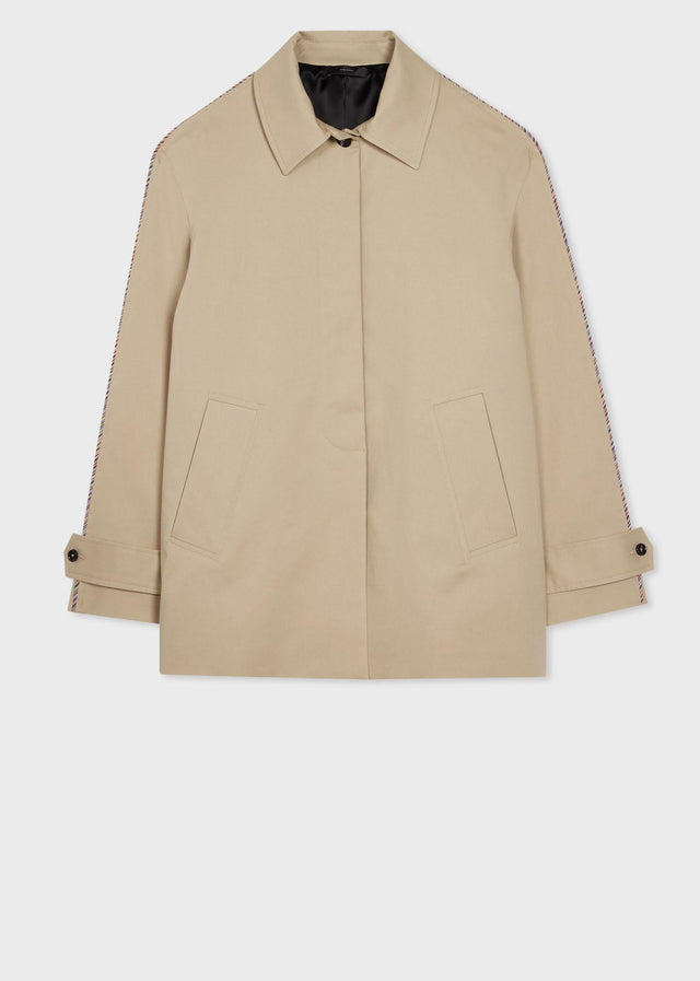 WOMEN'S COTTON TRAPEZE SHORT JACKET - STONE W1R-366J-N01934 63A Stone PAUL SMITH