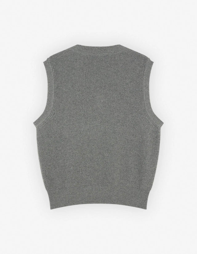HANDWRITING OVERSIZE VEST - DARK GREY MELANGE