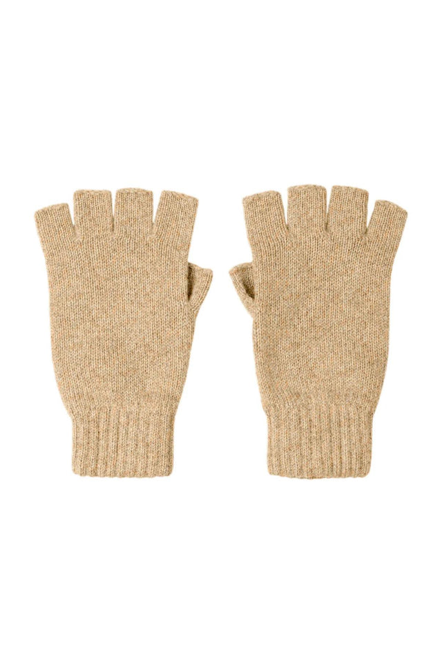 CASHMERE KNITTED FINGERLESS GLOVES - OATMEAL HAY02223 -OATMEAL JOHNSTONS OF ELGIN