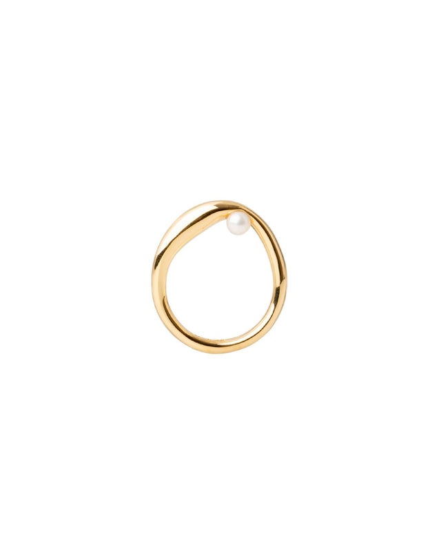 ATTRAVERSO RING WITH PEARL - GOLD ATTR/P-RI-138 -GOLD BAR JEWELLERY