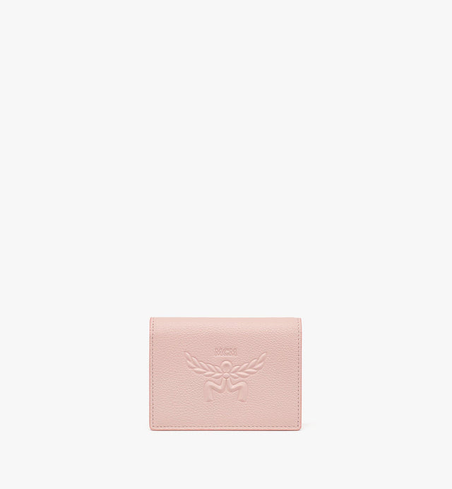 HIMMEL EMBOSSED LOGO LEATHER SNAP WALLET - PINK MYSESAC03P7001 PINK MCM