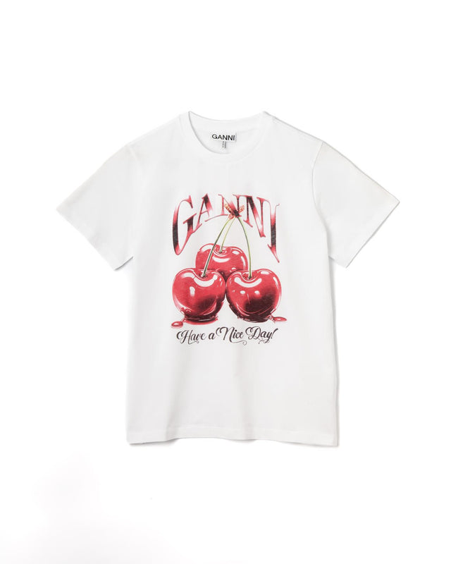 BASIC JERSEY CHERRY RELAXED T-SHIRT - BRIGHT WHITE T4004 -151 BRIGHT WHITE GANNI