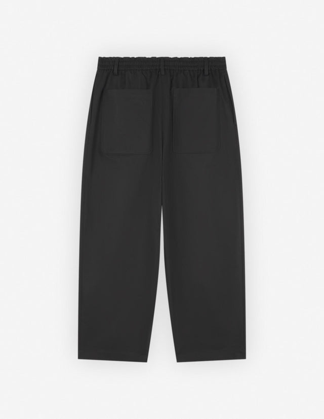 CROPPED PLEATED CHINO PANTS IN COTTON GABARDINE - BLACK LM01118WW0078 BLACK Maison Kitsune