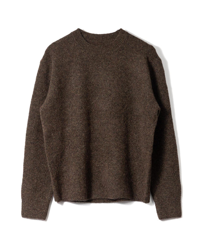 FLUFFY WOOL BLEND WILDE CREWNECK - BROWN AW25-KNT-WLD-BWE-BRN -BROWN WAX LONDON