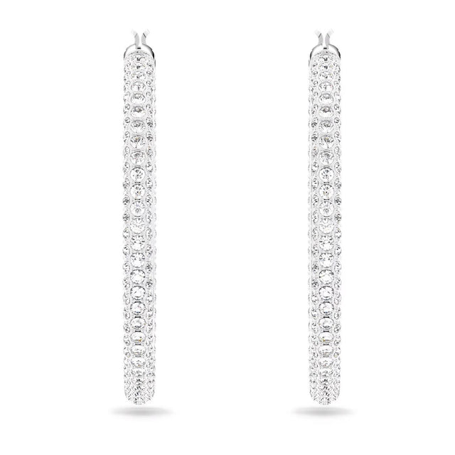 STONE PE HOOP HOOP - WHITE/RHODIUM PLATED