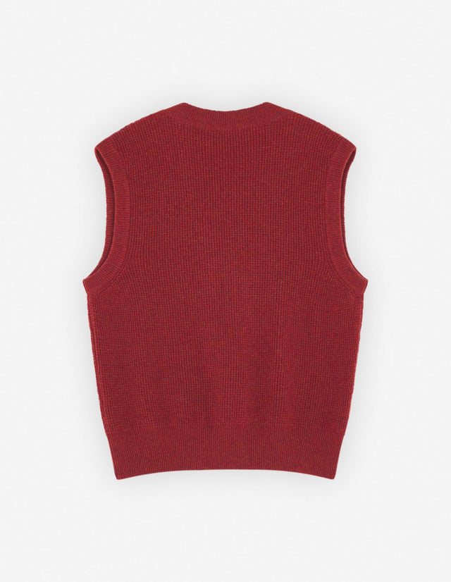 HANDWRITING OVERSIZE VEST - BURNT RED LM00815KT1063 BURNT RED Maison Kitsune