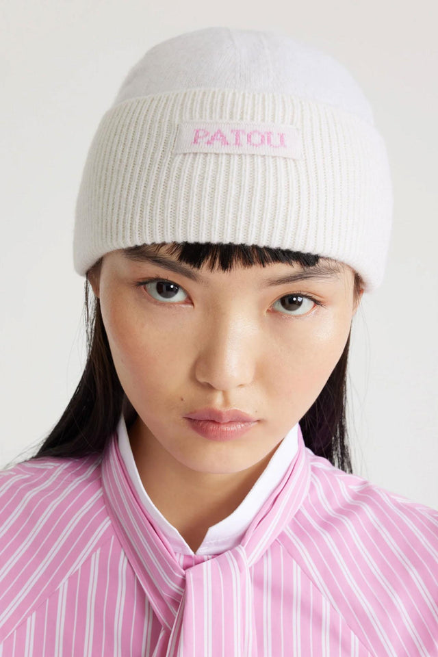 BEANIE IN WOOL AND CASHMERE - WHITE