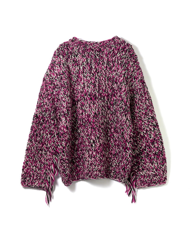 GRAPHIC WOOL HANDKNIT CARDIGAN - BOYSENBERRY K2443 -088 BOYSENBERRY GANNI