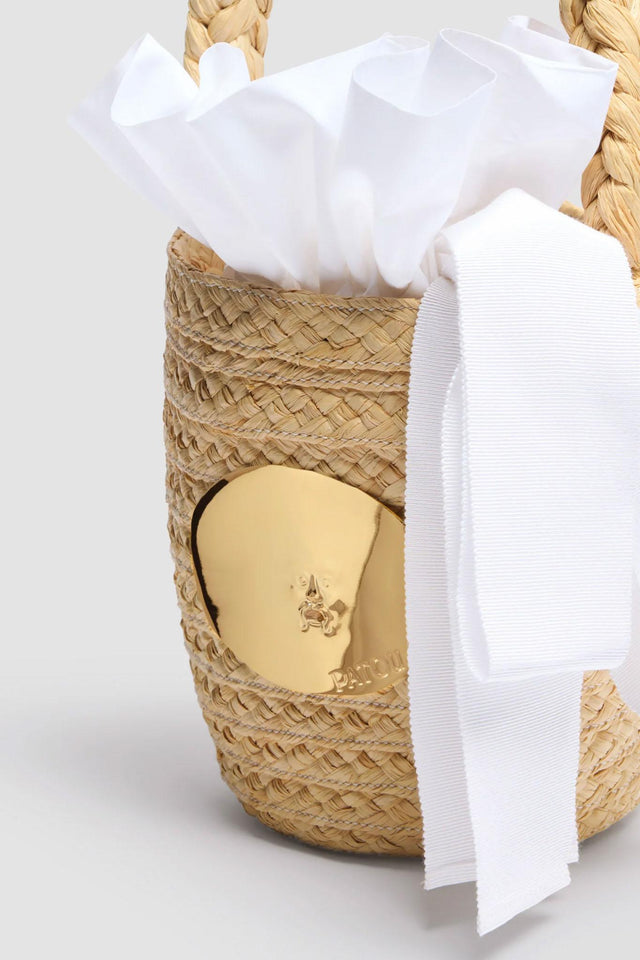 RAFFIA ICONIC BUCKET BAG - WHITE AC0610140 -001W WHITE PATOU